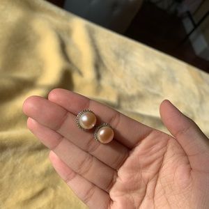 Pure silver with pearls stud earrings